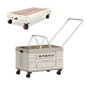 360° Rotating Foldable Storage Cart – Heavy-Duty Mobile Organizer with 4 Silent Wheels,